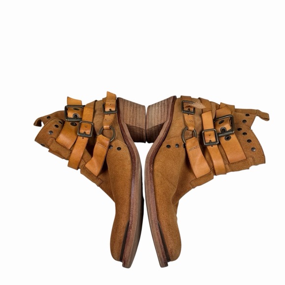 Women's SixtySeven ANTHROPOLOGIE Leather Buckle Wrapped Ankle BOOTS sz 38 US 7.5 - Picture 7 of 14